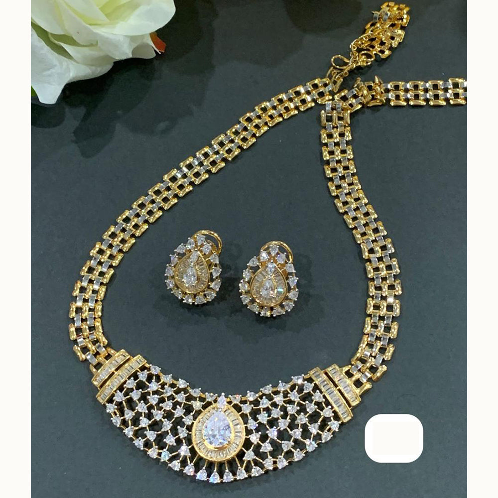 FS Collection Beautiful Two Tone Long Necklace Set For Festive Wear