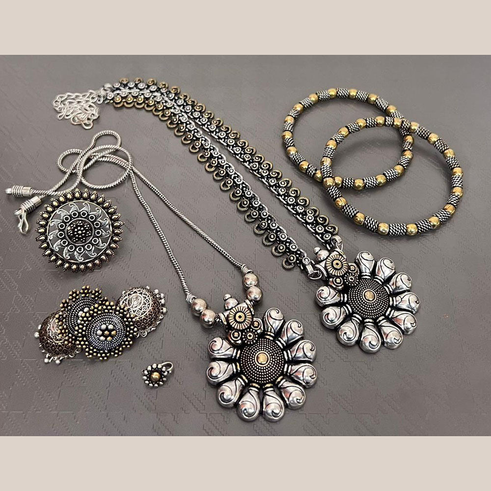 FS Collection Beautiful Oxidised Two Tone Jewellery Combo Set For Navratri Occassions