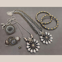 FS Collection Beautiful Oxidised Two Tone Jewellery Combo Set For Navratri Occassions