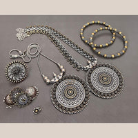 FS Collection Beautiful Oxidised Two Tone Jewellery Combo Set For Navratri Occassions