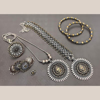FS Collection Beautiful Oxidised Two Tone Jewellery Combo Set For Navratri Occassions