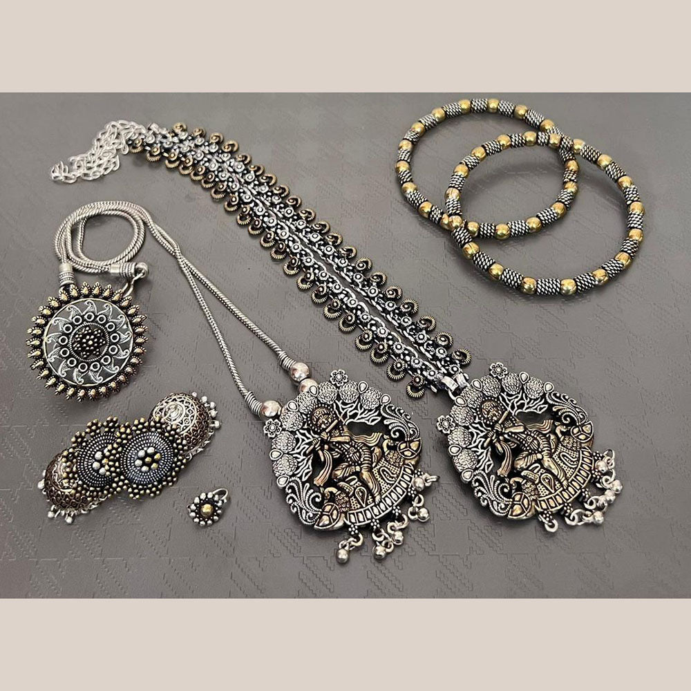 FS Collection Beautiful Oxidised Two Tone Jewellery Combo Set For Navratri Occassions