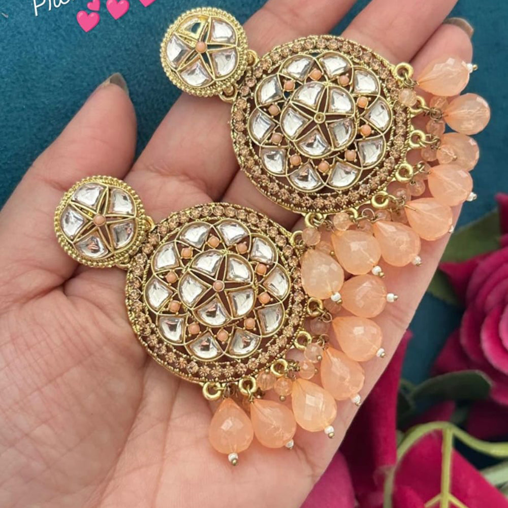 FS Collection Royal Charm Kundan And Pearl Dangler Earrings Set