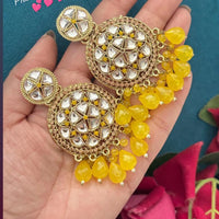 FS Collection Royal Charm Kundan And Pearl Dangler Earrings Set