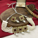 FS Collection Radiant Sparkle Pota Stone And Pearl Necklace Set