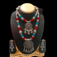 FS Collection Heritage Style Oxidised Double Necklace Jewelry Set for Garba & Folk Dance