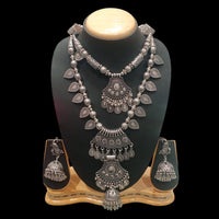 FS Collection Heritage Style Oxidised Double Necklace Jewelry Set for Garba & Folk Dance