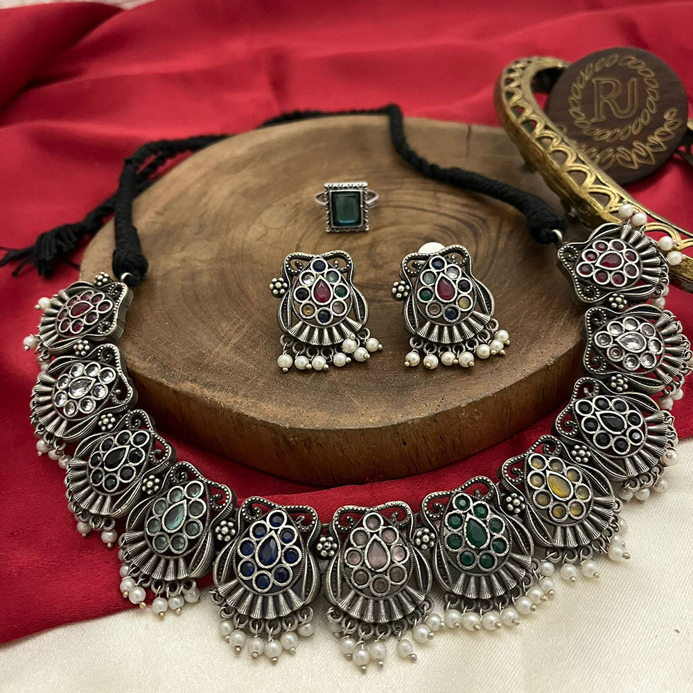 FS Collection Traditional Oxidised Choker Necklace set Perfect For Garba Night