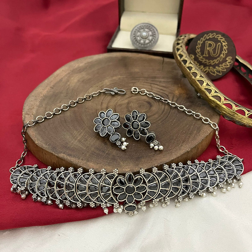 FS Collection Traditional Oxidised Choker Necklace set Perfect For Garba Night