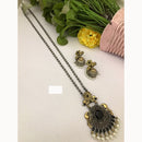 FS Collection Trendy 2 Tone Oxidised Plated Long Pendent Necklace Set Perfect For Navratri Festival