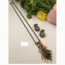 FS Collection Trendy 2 Tone Oxidised Plated Long Pendent Necklace Set Perfect For Navratri Festival