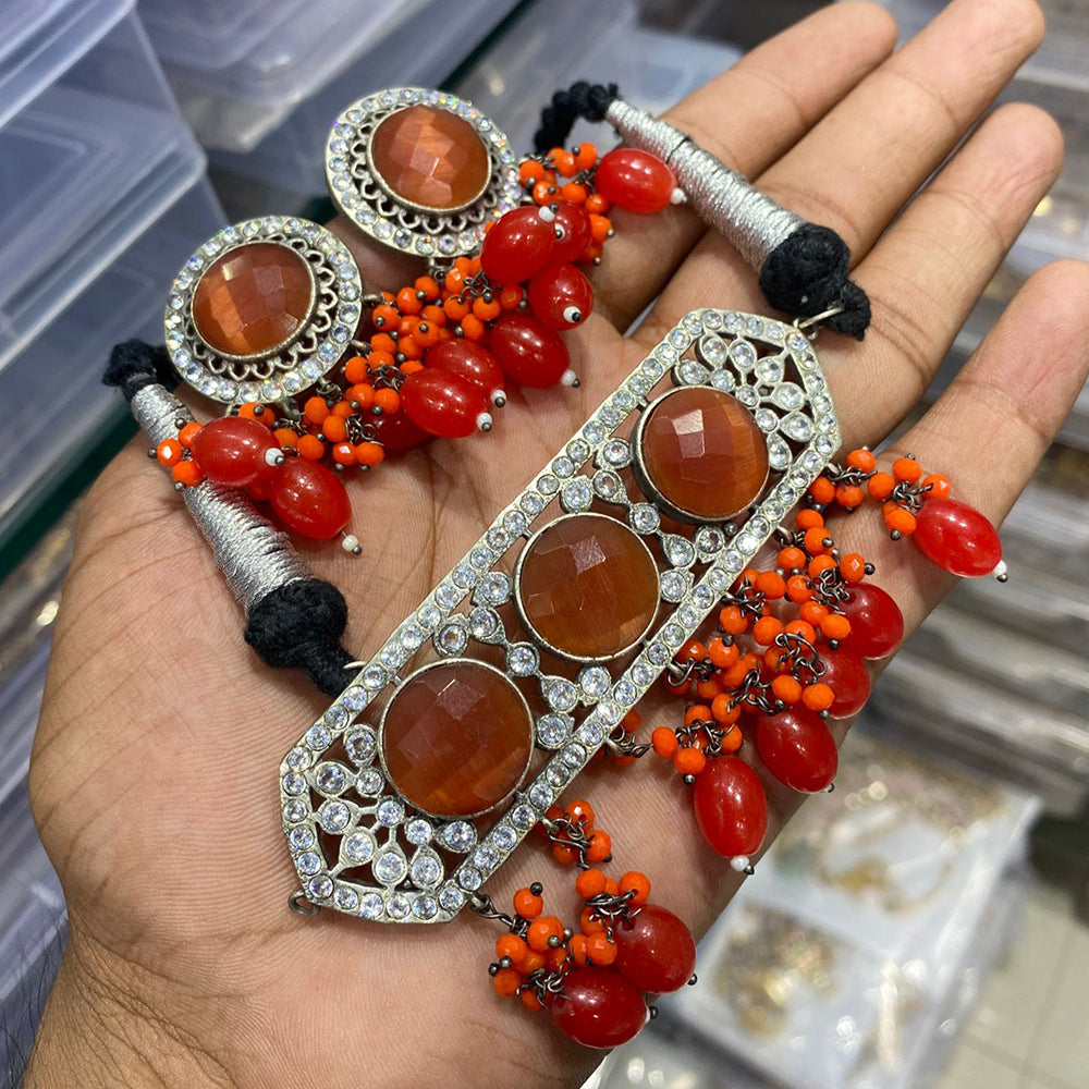 FS Collection Heritage Pota Stone And Austrian Pearl Choker Necklace Set