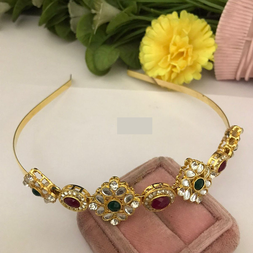 FS Collection Heritage Inspired Kundan And Austrian Stone Wedding Hair Band