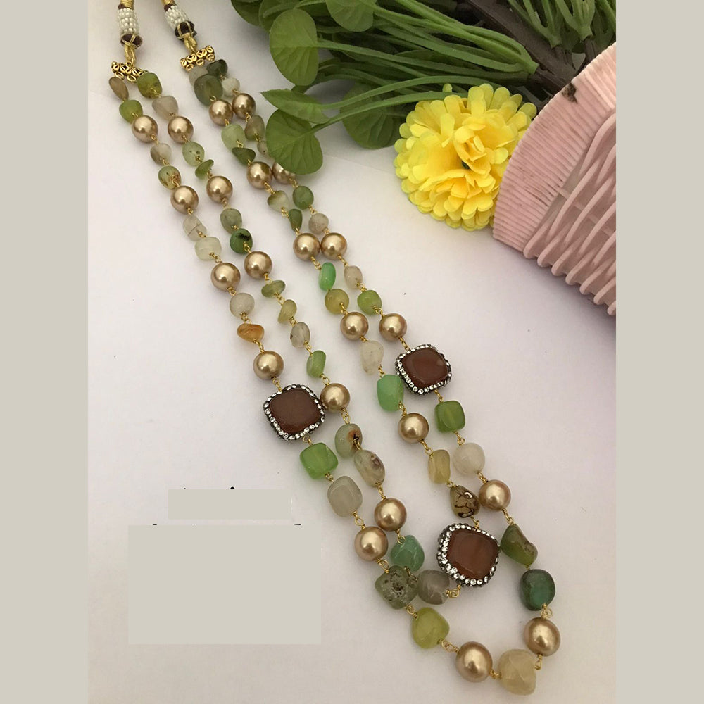 FS Collection Enthic Long Mala Necklace With Nugget Beads And Pearl