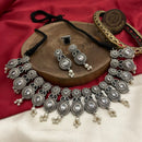 FS Collection Vintage Look Oxidised Pota Stone And Pearl Necklace Set
