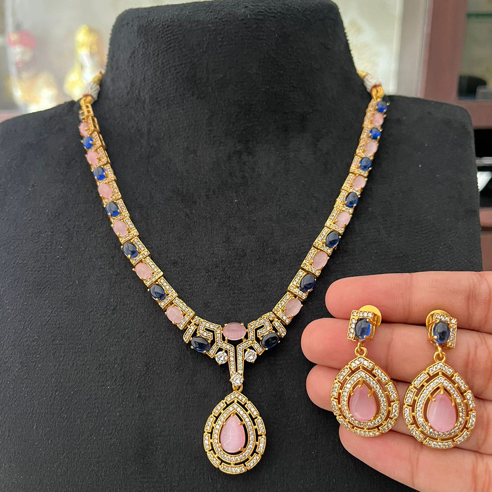 FS Collection Glamorous American Diamond Necklace Set