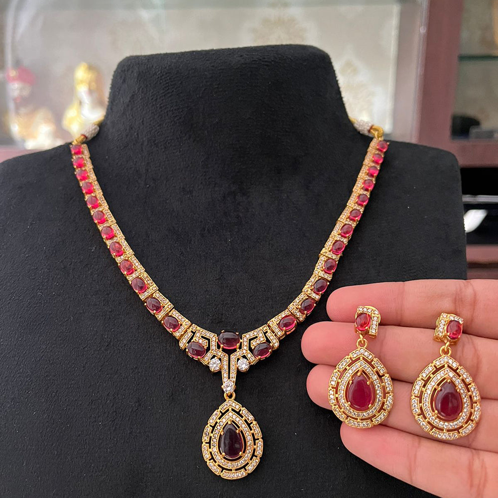 FS Collection Glamorous American Diamond Necklace Set