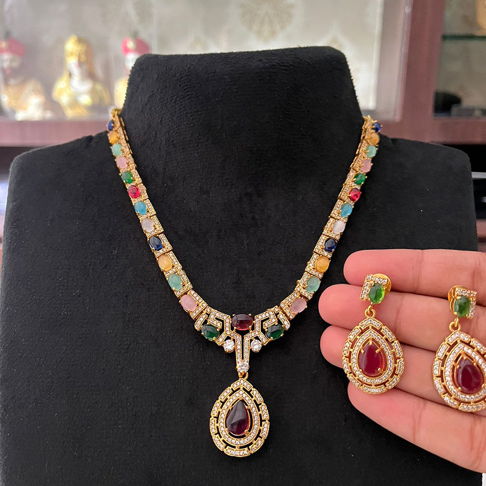 FS Collection Glamorous American Diamond Necklace Set