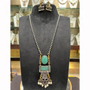 FS Collection Royal 2 Tone Pota Stone And Pearl Long Necklace Set