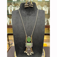 FS Collection Royal 2 Tone Pota Stone And Pearl Long Necklace Set