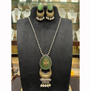 FS Collection Royal 2 Tone Pota Stone And Pearl Long Necklace Set