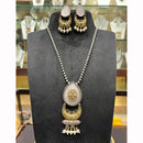 FS Collection Royal 2 Tone Pota Stone And Pearl Long Necklace Set