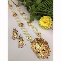 FS Collection Elegant Pota And Pearl Beads Long Necklace Set