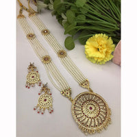 FS Collection Elegant Pota And Pearl Beads Long Necklace Set