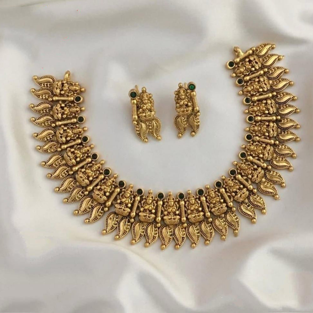 FS Collection Royal Glow Pota Stone Temple Necklace Set