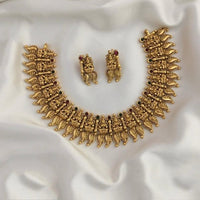 FS Collection Royal Glow Pota Stone Temple Necklace Set