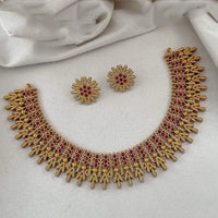 FS Collection Royal Glow Pota Stone Temple Necklace Set