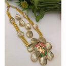 FS Collection Shimmering Mother Of Pearls Long Necklace Set