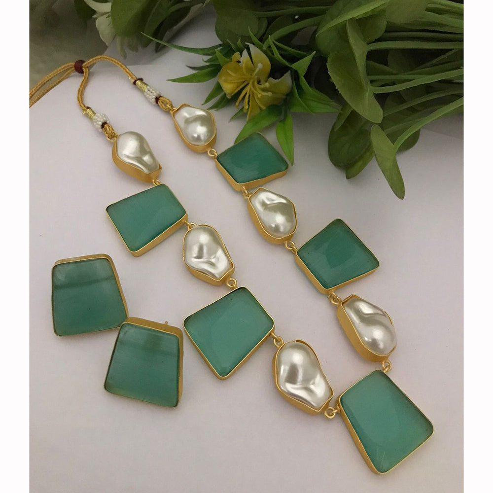 FS Collection Handcrafted Designer Pota Stone Necklace Set