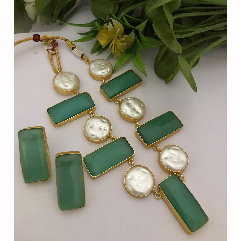 FS Collection Handcrafted Designer Pota Stone Necklace Set