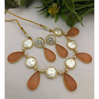 FS Collection Handcrafted Designer Pota Stone Necklace Set