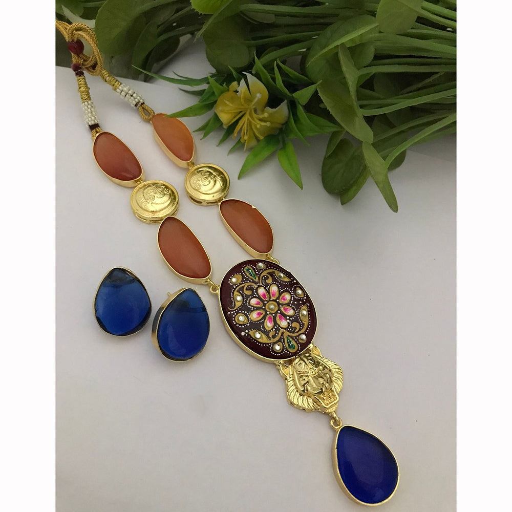 FS Collection Handcrafted Designer Pota Stone Necklace Set