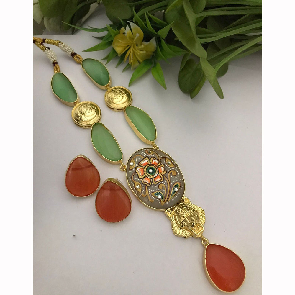 FS Collection Handcrafted Designer Pota Stone Necklace Set