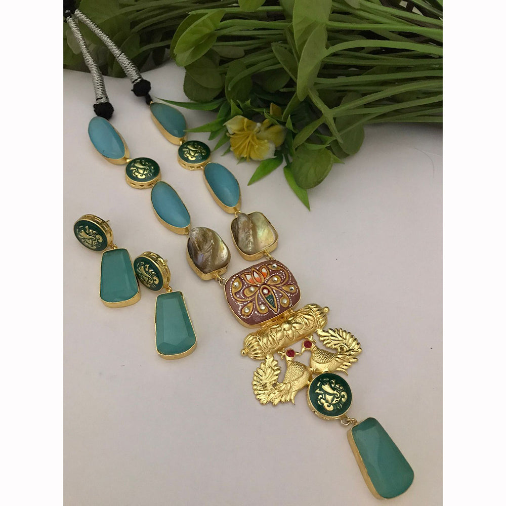FS Collection Handcrafted Designer Pota Stone Necklace Set