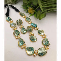 FS Collection Shimmering Mother Of Pearls Long Necklace Set