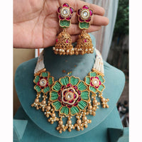 FS Collection Elegant Shine Pota And Pearl Necklace Set