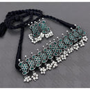 FS Collection Royal Oxidised Plated Pota Stone And Pearl Necklace Set