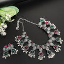 FS Collection Royal Oxidised Plated Pota Stone And Pearl Necklace Set