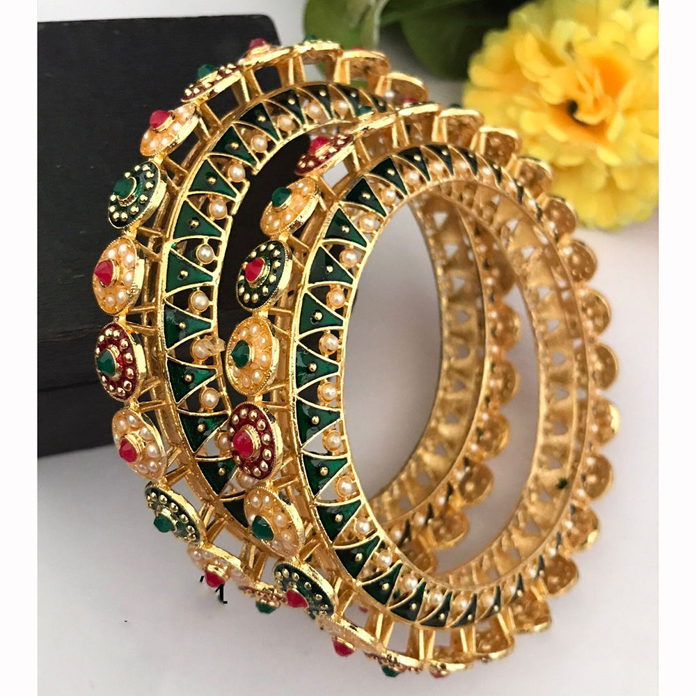 FS Collection Designer Meenakari And Pota Stone Bangle Set