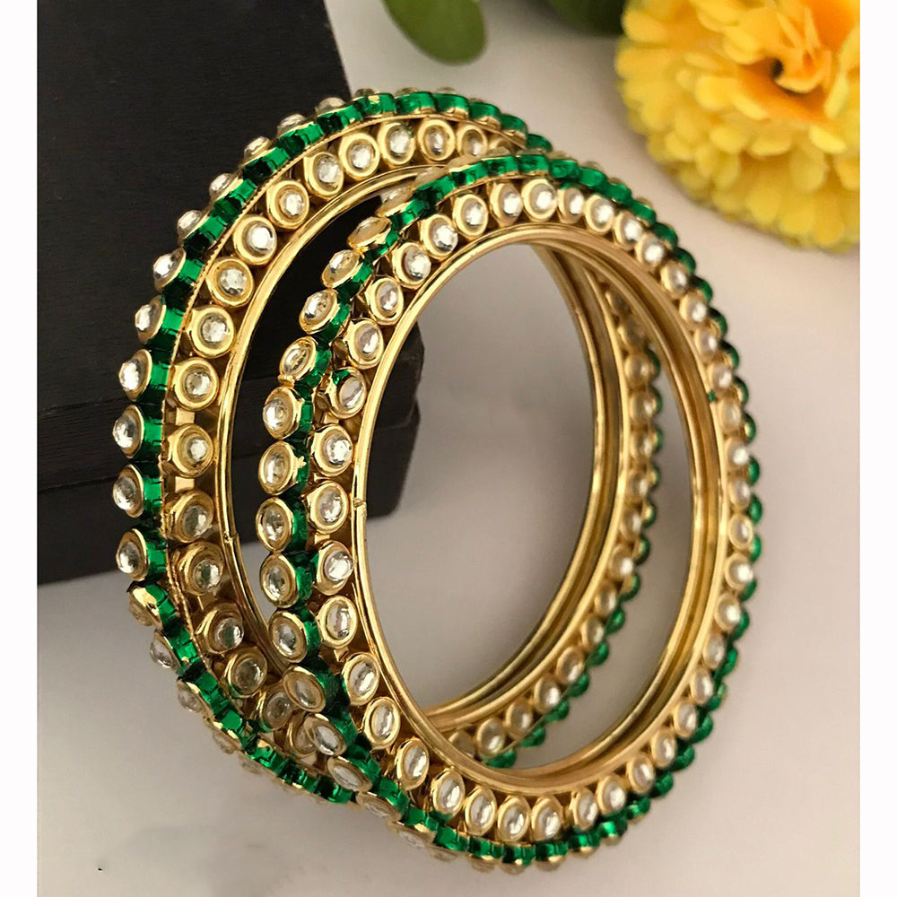 FS Collection Designer Kundan Stone And Meenakari Bangle Set