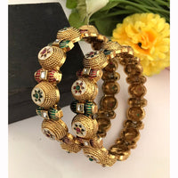 FS Collection Designer Pota Stone And Meenakari Bangle Set