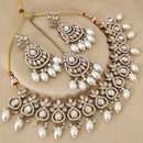 FS Collection Elegant Crystal Stone Pearl Necklace Set