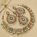 FS Collection Elegant Crystal Stone Pearl Necklace Set