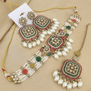 FS Collection Elegant Crystal Stone Pearl Choker Necklace Set