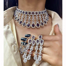 FS Collection Glam American Diamond Shine Choker Necklace Set