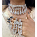 FS Collection Glam American Diamond Shine Choker Necklace Set